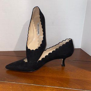 Manolo Blahnik Black Pointed Suede